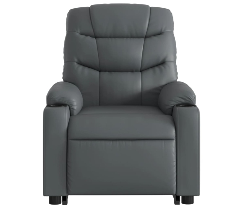 Sillón reclinable elevable cuero artificial gris