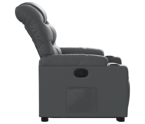 Sillón reclinable elevable cuero artificial gris