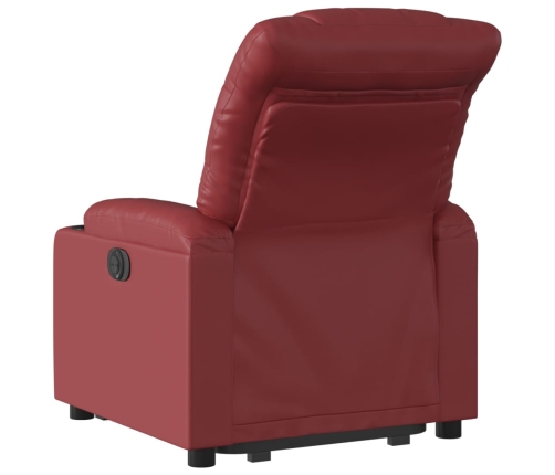 Sillón reclinable elevable cuero artificial rojo tinto