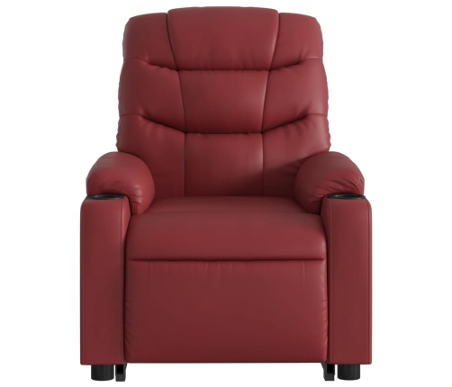 Sillón reclinable elevable cuero artificial rojo tinto