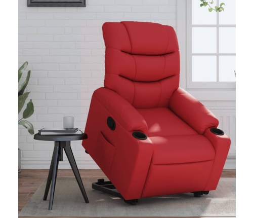 Sillón reclinable elevable cuero artificial rojo