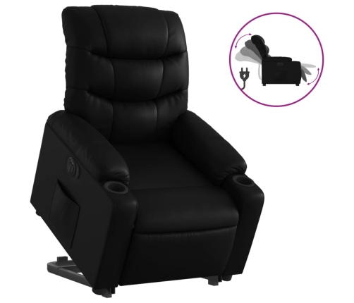 Sillón reclinable elevable eléctrico de cuero sintético negro