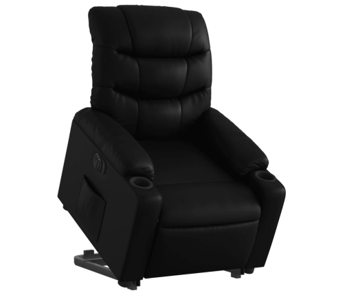 Sillón reclinable elevable eléctrico de cuero sintético negro