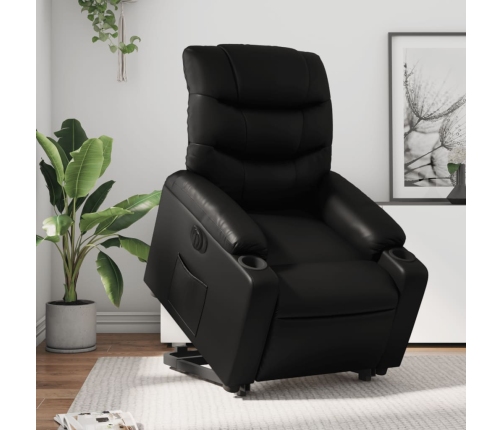 Sillón reclinable elevable eléctrico de cuero sintético negro