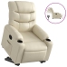 Sillón reclinable elevable eléctrico de cuero sintético crema