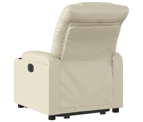 Sillón reclinable elevable eléctrico de cuero sintético crema