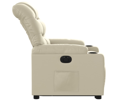 Sillón reclinable elevable eléctrico de cuero sintético crema