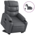 Sillón reclinable elevable eléctrico de cuero sintético gris