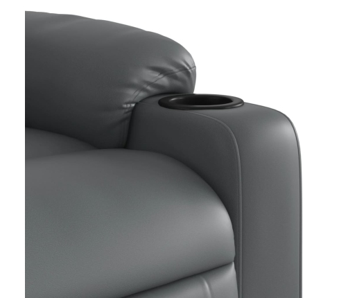 Sillón reclinable elevable eléctrico de cuero sintético gris