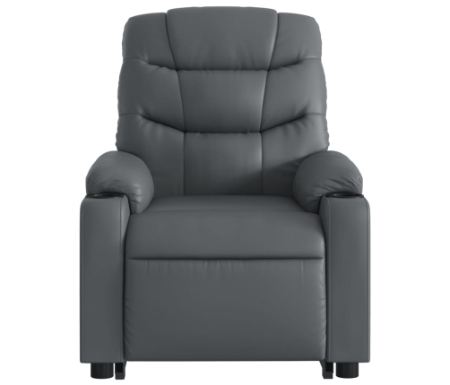 Sillón reclinable elevable eléctrico de cuero sintético gris