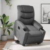 Sillón reclinable elevable eléctrico de cuero sintético gris