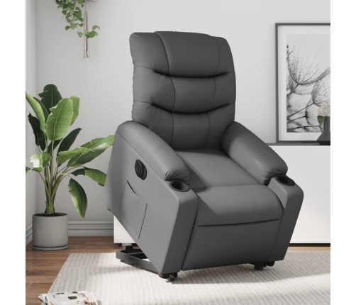 Sillón reclinable elevable eléctrico de cuero sintético gris