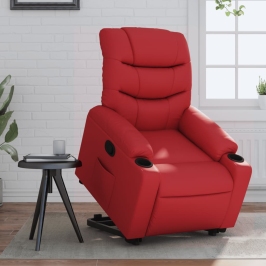 Sillón elevable eléctrico cuero artificial rojo