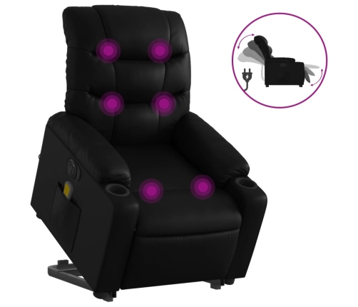 Sillón de masaje elevable eléctrico cuero sintético negro