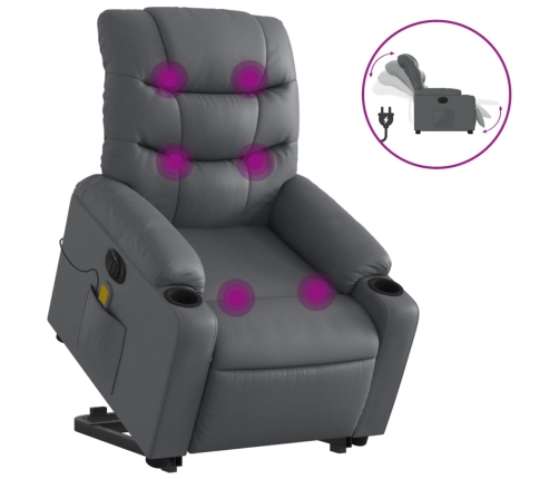 Sillón de masaje elevable eléctrico cuero sintético gris