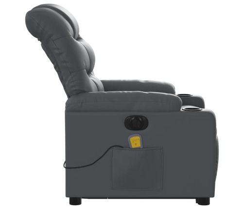 Sillón de masaje elevable eléctrico cuero sintético gris