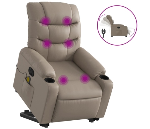 Sillón reclinable de masaje eléctrico cuero sintético capuchino