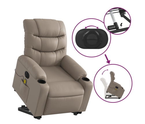 Sillón reclinable de masaje eléctrico cuero sintético capuchino