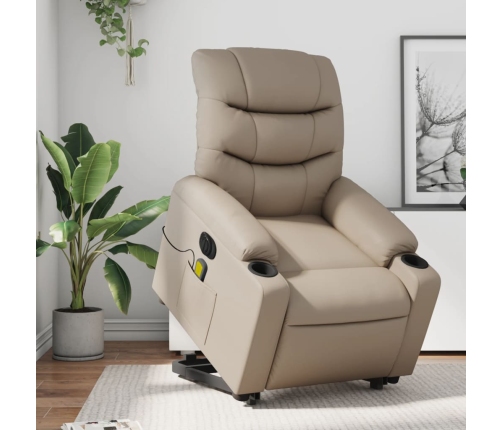 Sillón reclinable de masaje eléctrico cuero sintético capuchino