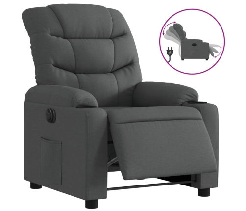 Sillón reclinable eléctrico de tela gris oscuro