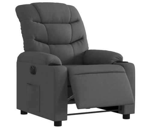 Sillón reclinable eléctrico de tela gris oscuro