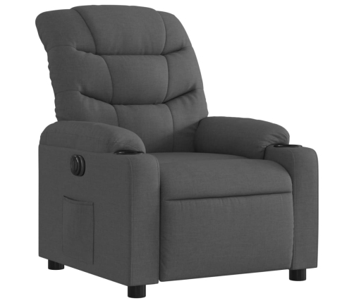 Sillón reclinable eléctrico de tela gris oscuro