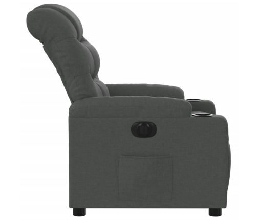 Sillón reclinable eléctrico de tela gris oscuro