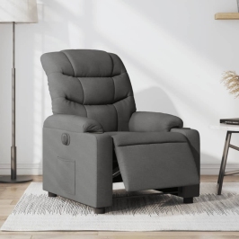 Sillón reclinable eléctrico de tela gris oscuro