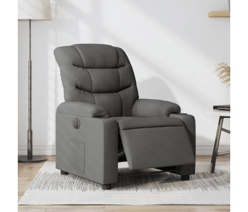 Sillón reclinable eléctrico de tela gris oscuro