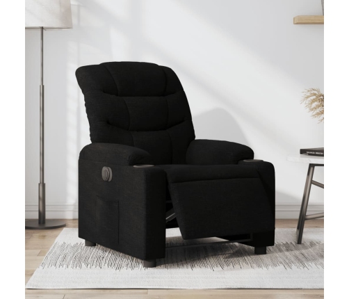 Sillón reclinable eléctrico de tela negro