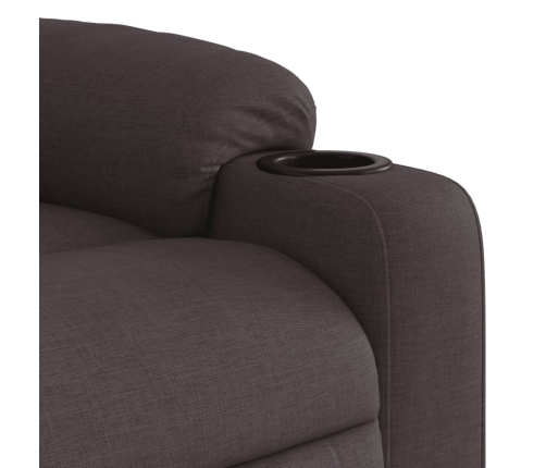 Sillón reclinable eléctrico tela marrón oscuro