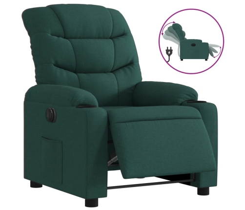 Sillón reclinable eléctrico tela verde oscuro