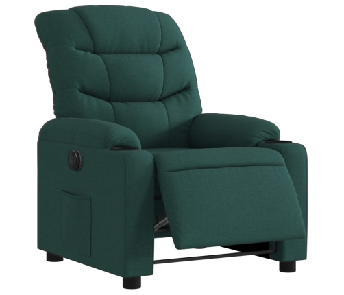 Sillón reclinable eléctrico tela verde oscuro