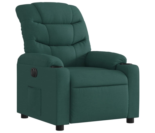 Sillón reclinable eléctrico tela verde oscuro