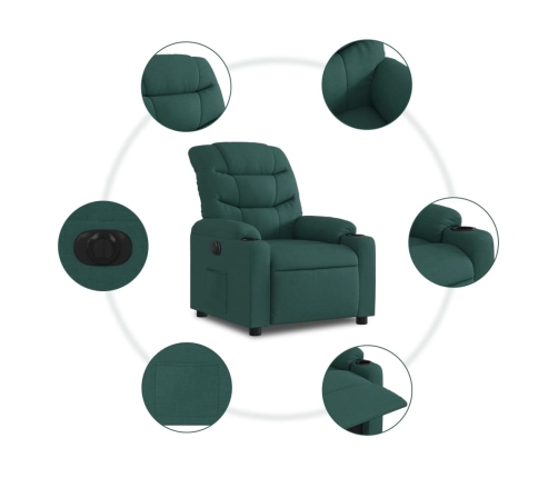 Sillón reclinable eléctrico tela verde oscuro