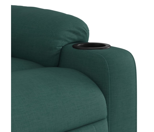 Sillón reclinable eléctrico tela verde oscuro