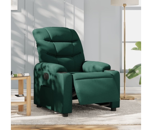 Sillón reclinable eléctrico tela verde oscuro