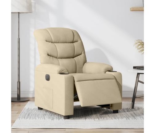 Sillón reclinable eléctrico de tela crema