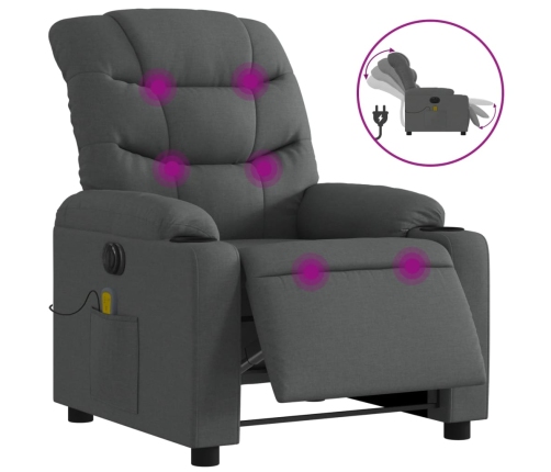 Sillón reclinable de masaje eléctrico tela gris oscuro