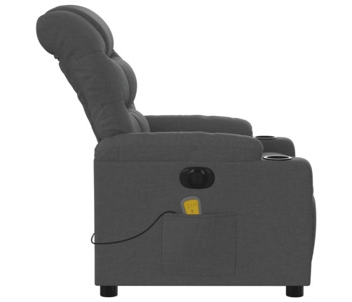 Sillón reclinable de masaje eléctrico tela gris oscuro