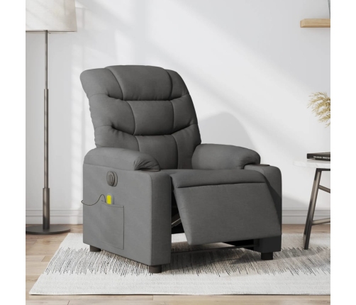 Sillón reclinable de masaje eléctrico tela gris oscuro