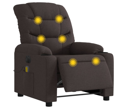 Sillón reclinable de masaje eléctrico tela marrón oscuro