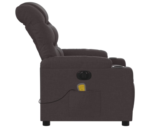 Sillón reclinable de masaje eléctrico tela marrón oscuro