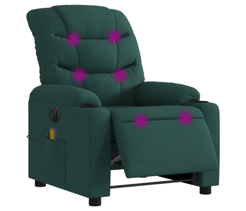 Sillón reclinable de masaje eléctrico tela verde oscuro