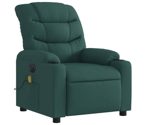 Sillón reclinable de masaje eléctrico tela verde oscuro