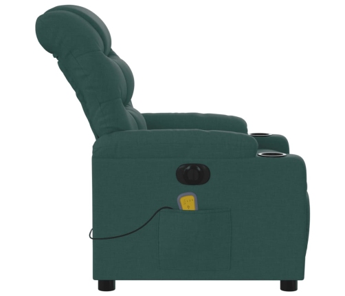 Sillón reclinable de masaje eléctrico tela verde oscuro