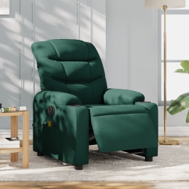 Sillón reclinable de masaje eléctrico tela verde oscuro