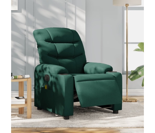 Sillón reclinable de masaje eléctrico tela verde oscuro