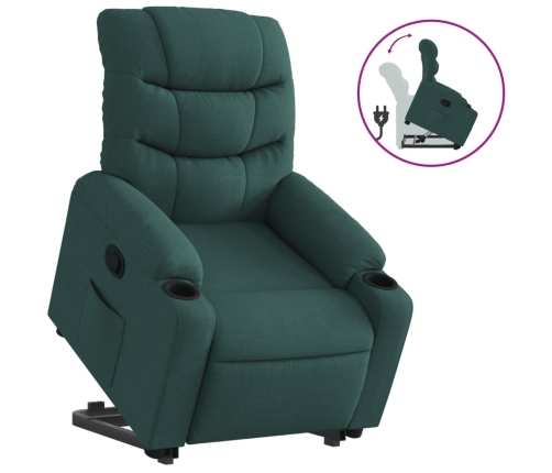 Sillón reclinable elevable tela verde oscuro