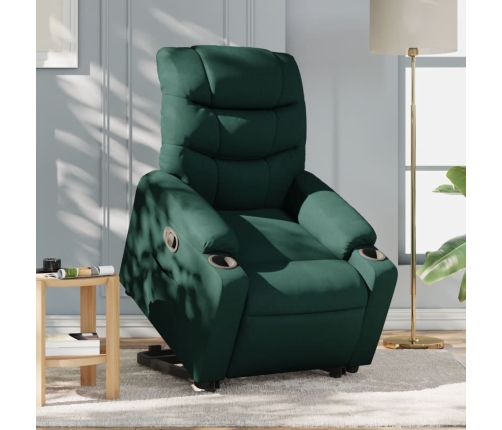 Sillón reclinable elevable tela verde oscuro